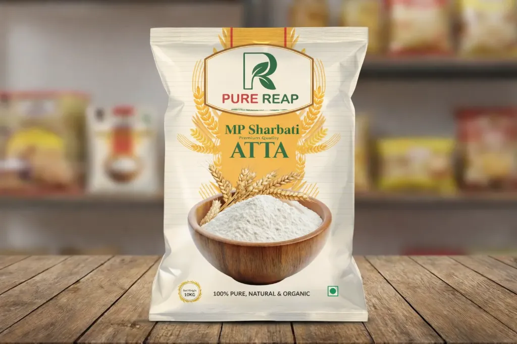 Pure Reap Organic Farms - MP Sharbati Wheat Flour (10kg) | No Trans Fat | Good for Health | Low Sugar | High Protein | Pure Wheat Atta | Pure Reap Atta | Ready on Demand |