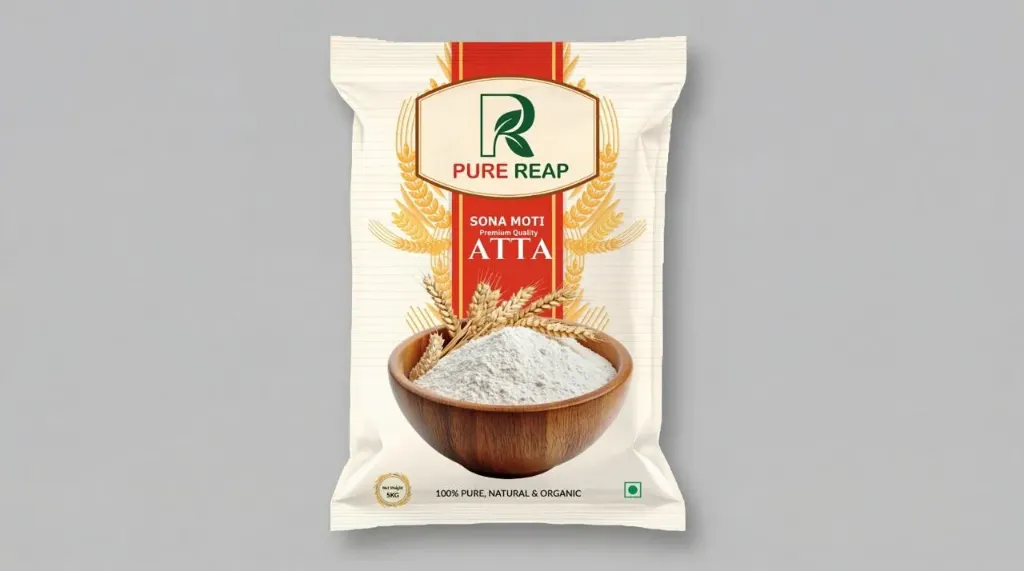 Pure Reap Organic Farms - Sona Moti Wheat Flour (5kg) | Low Fat | Low Sugar | Pure Wheat Atta | Pure Reap Atta | Ready on Demand |