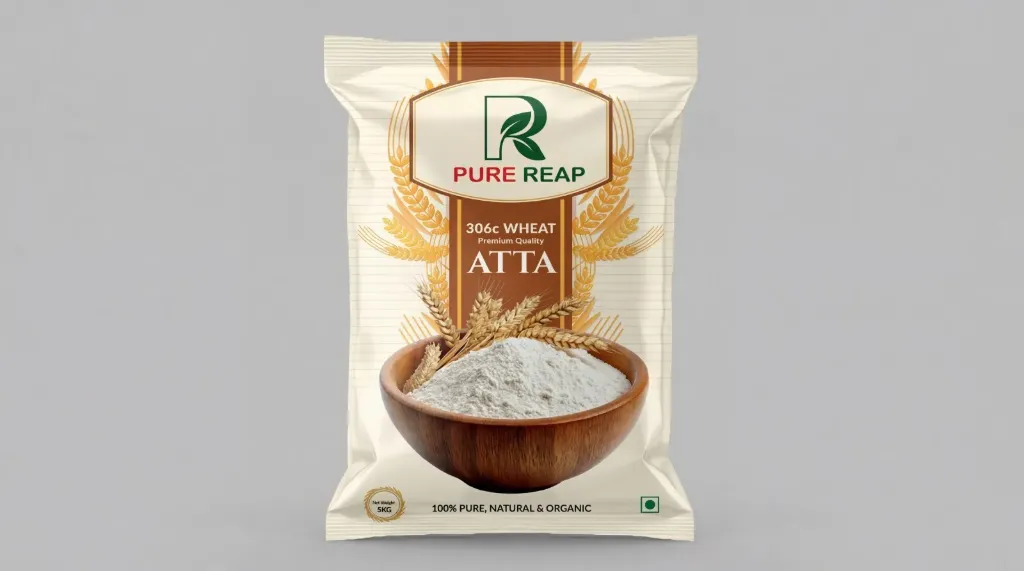 [306W001] Pure Reap Organic Farms - 306 Wheat Flour (5kg) | No Trans Fat | Good for Health | Low Sugar | High Protein | Pure Wheat Atta | Pure Reap Atta | Ready on Demand |